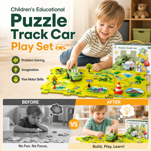 Children’s Educational Puzzle Track Car Play Set