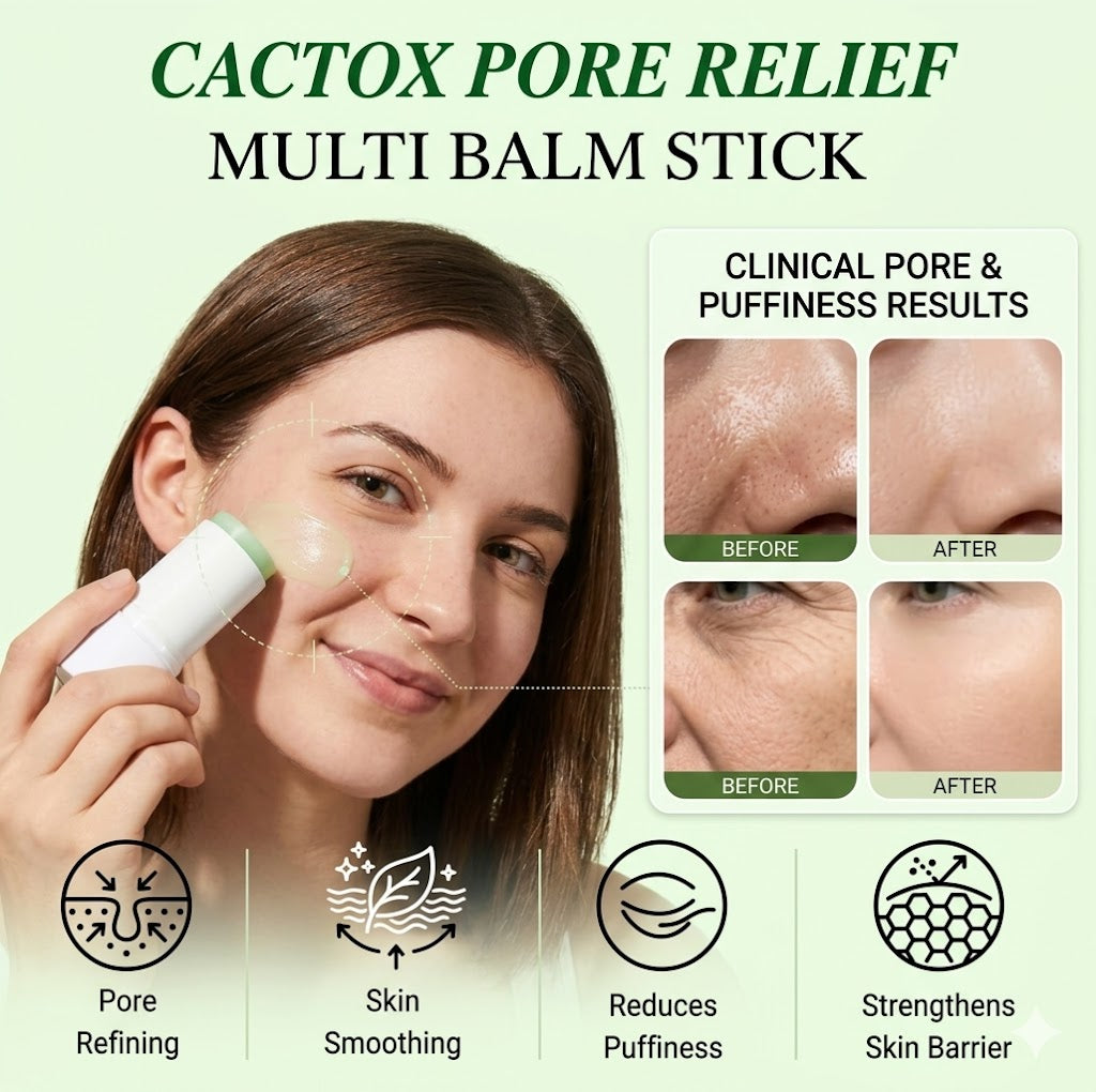 Cactox Pore Relief Multi Balm Stick – Cooling, De-Puffing & Pore Care