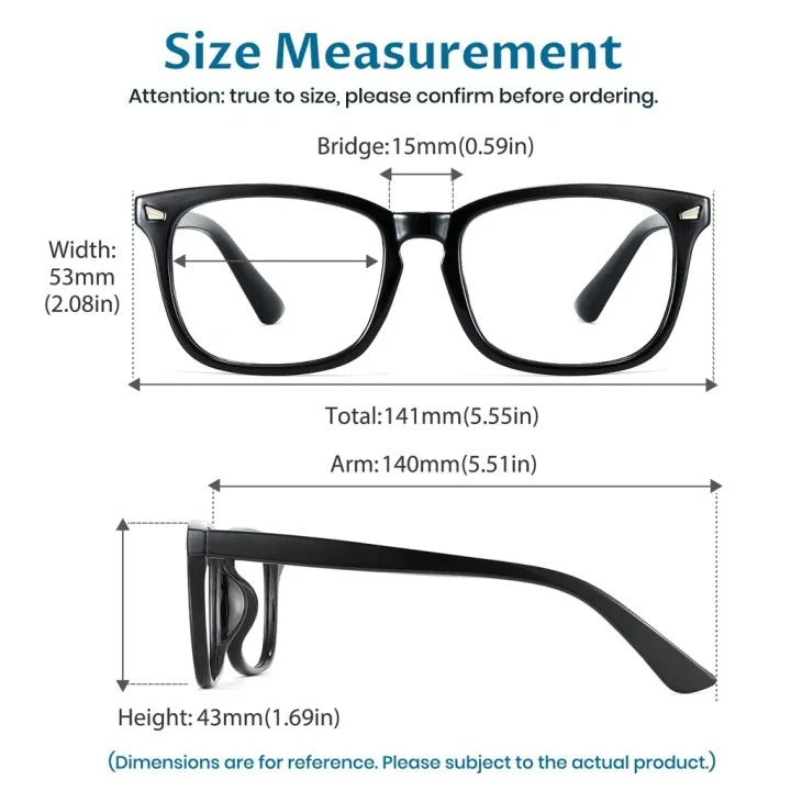 Square Black Anti-Blue Light Eyeglasses