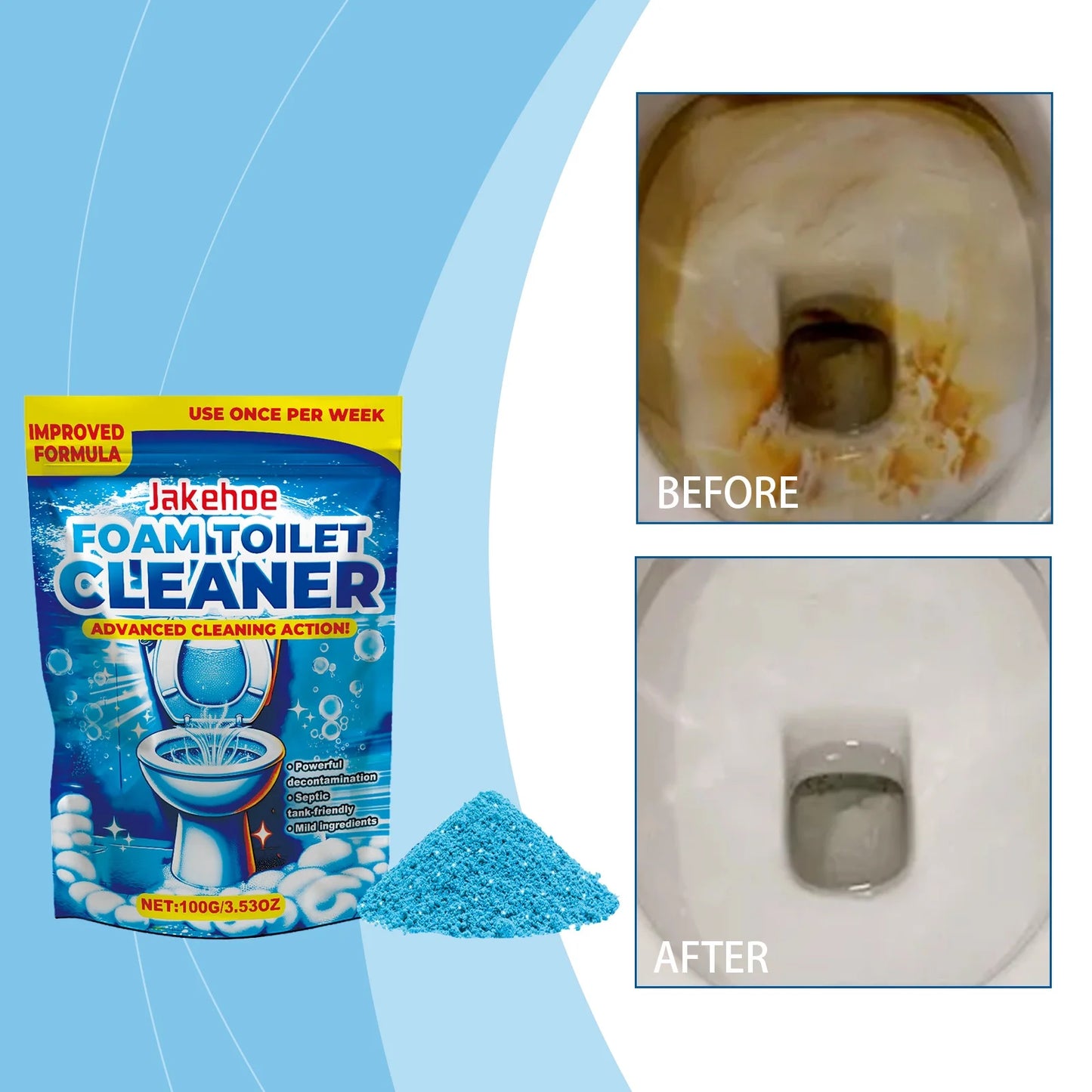 Foaming Toilet Cleaner Powder - 1 is enough for 6 months