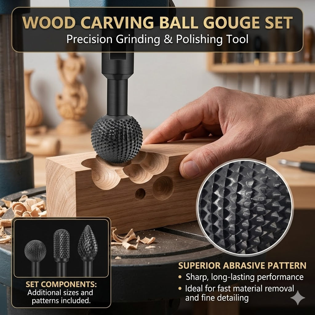 Wood Carving Ball Gouge Set – Precision Grinding & Polishing Tool