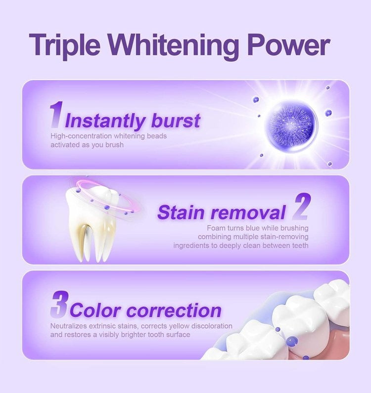 Color Correcting Whitening Toothpaste – Instant Brightening Formula