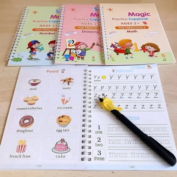 4PCS Magic Practice Copybook Set – English Writing & Calligraphy Learning Books