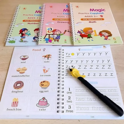 4PCS Magic Practice Copybook Set – English Writing & Calligraphy Learning Books