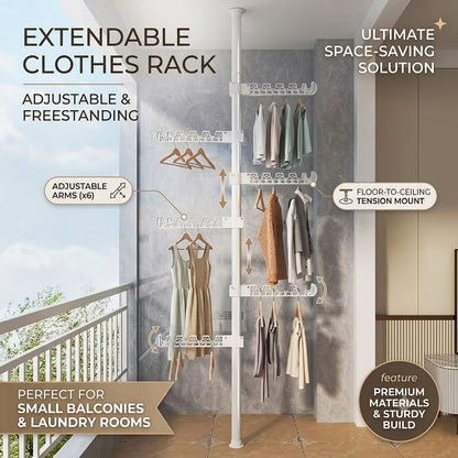 Extendable Clothes Rack Adjustable Freestanding Garment Rack