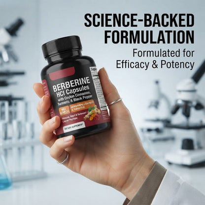 Berberine HCl Capsules with Ceylon Cinnamon, Turmeric & Black Pepper