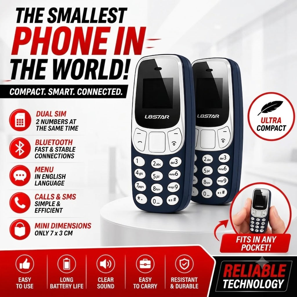 Mini Pocket Phone – Ultra Compact Dual SIM Mobile with Bluetooth & Physical Keyboard