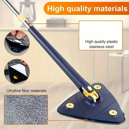360° Rotating Triangular Mop – Effortless Corner & Edge Cleaning
