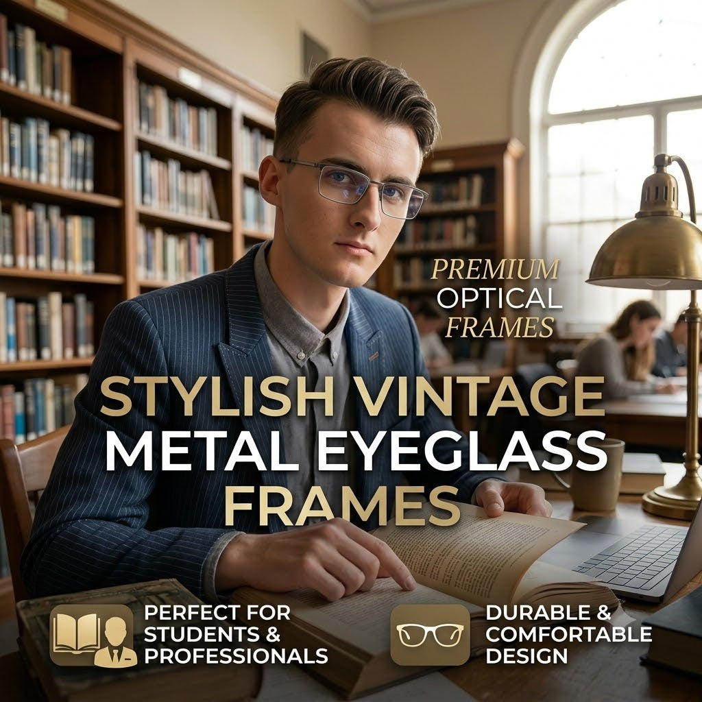 Stylish Vintage Metal Eyeglass Frames – Premium Optical Frames for Students & Professionals