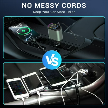 4 in 1 Starlight Car Charger – Fast Charging with Retractable Cables