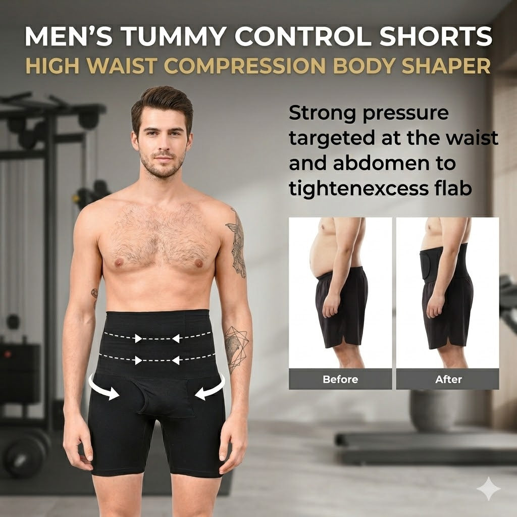 Men’s Tummy Control Shorts – High Waist Compression Body Shaper