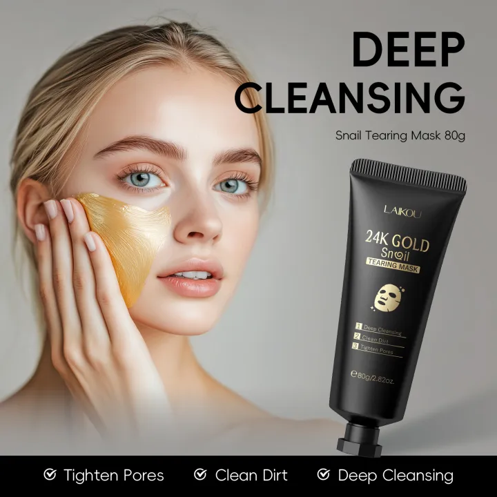 24K Gold Snail Peel Off Face Mask – Deep Cleansing & Hydrating Skincare Treatment