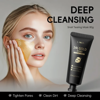 24K Gold Snail Peel Off Face Mask – Deep Cleansing & Hydrating Skincare Treatment