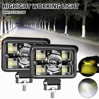 DXZ 3-Inch Laser LED Driving Light – Dual Color White & Yellow Work Light