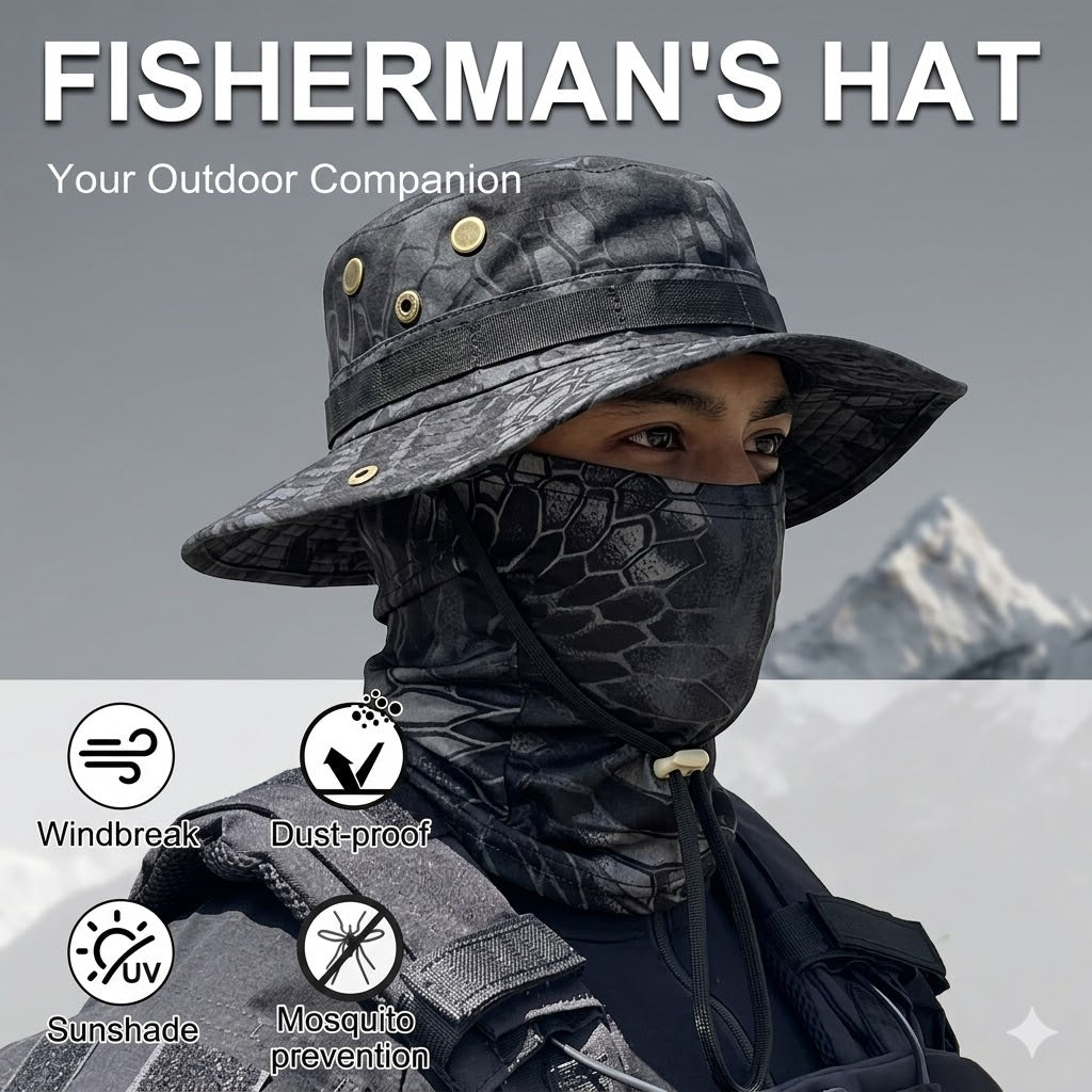 Tactical Camouflage Bucket Hat Set – Outdoor Sun Protection Camo Hat