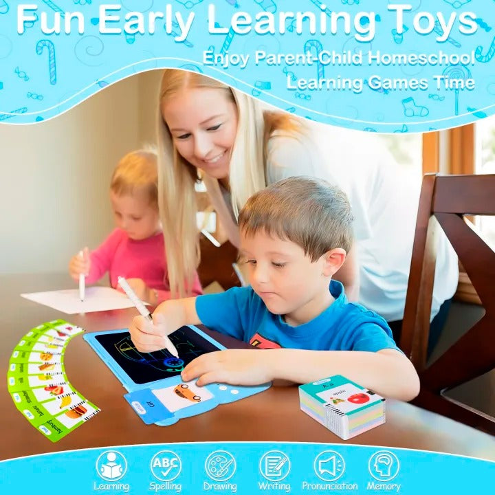 2-in-1 Early Education Device — LCD Writing Tablet & Talking Flash Cards