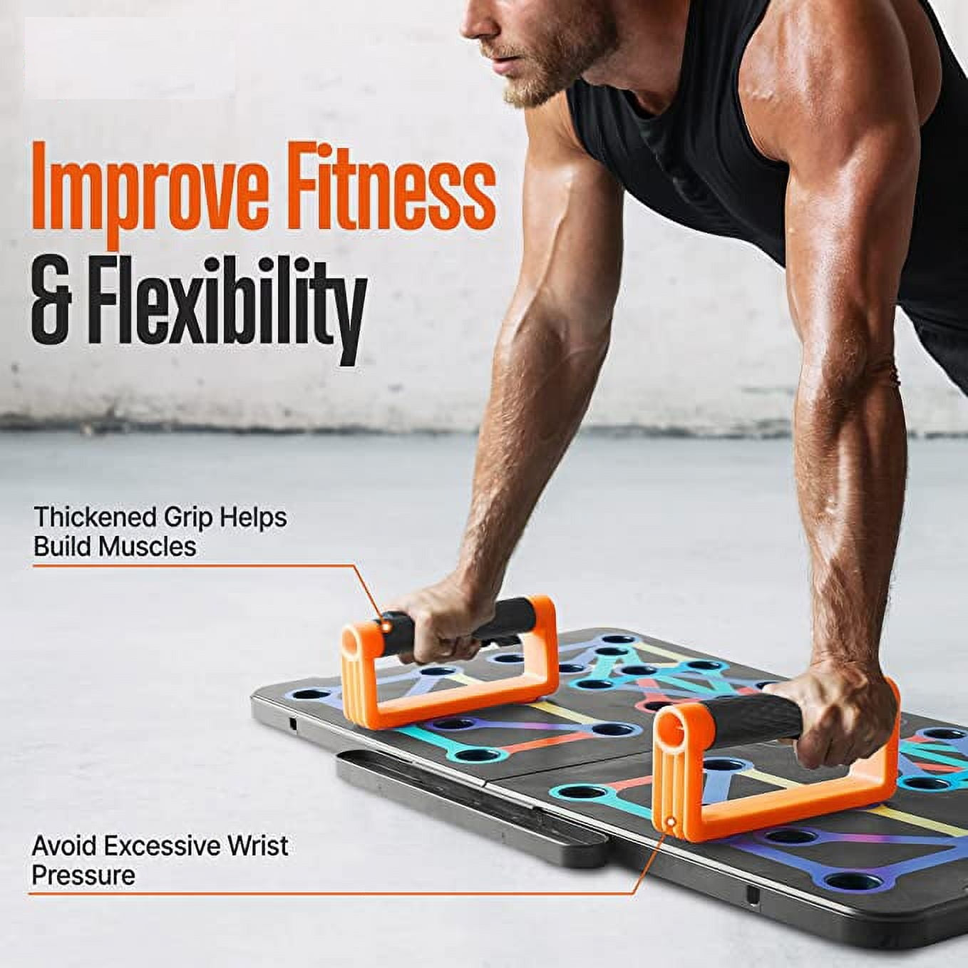 Foldable Push-Up Board System – Portable Gym Training Equipment