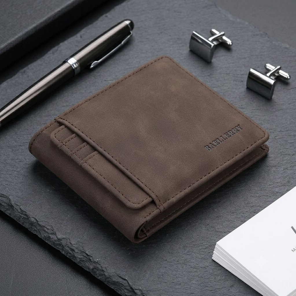 Slim Minimalist Men's Wallet – Leather Business Wallet with Removable Card Holder