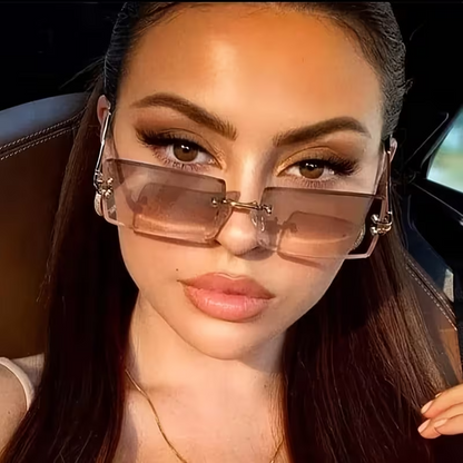 Brown & Gold Rectangular Women Sunglasses – Bold, Trendy & Timeless Style