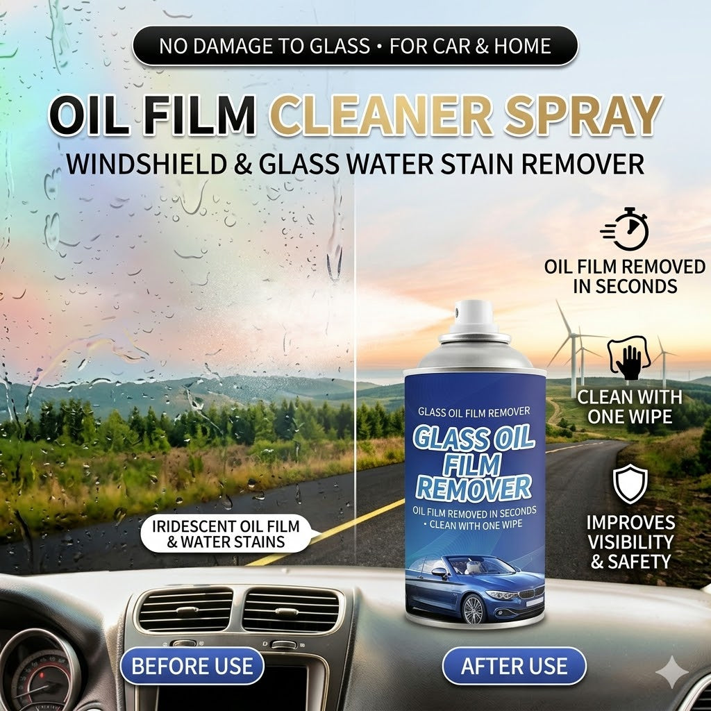 Oil Film Cleaner Spray – Windshield & Glass Water Stain Remover
