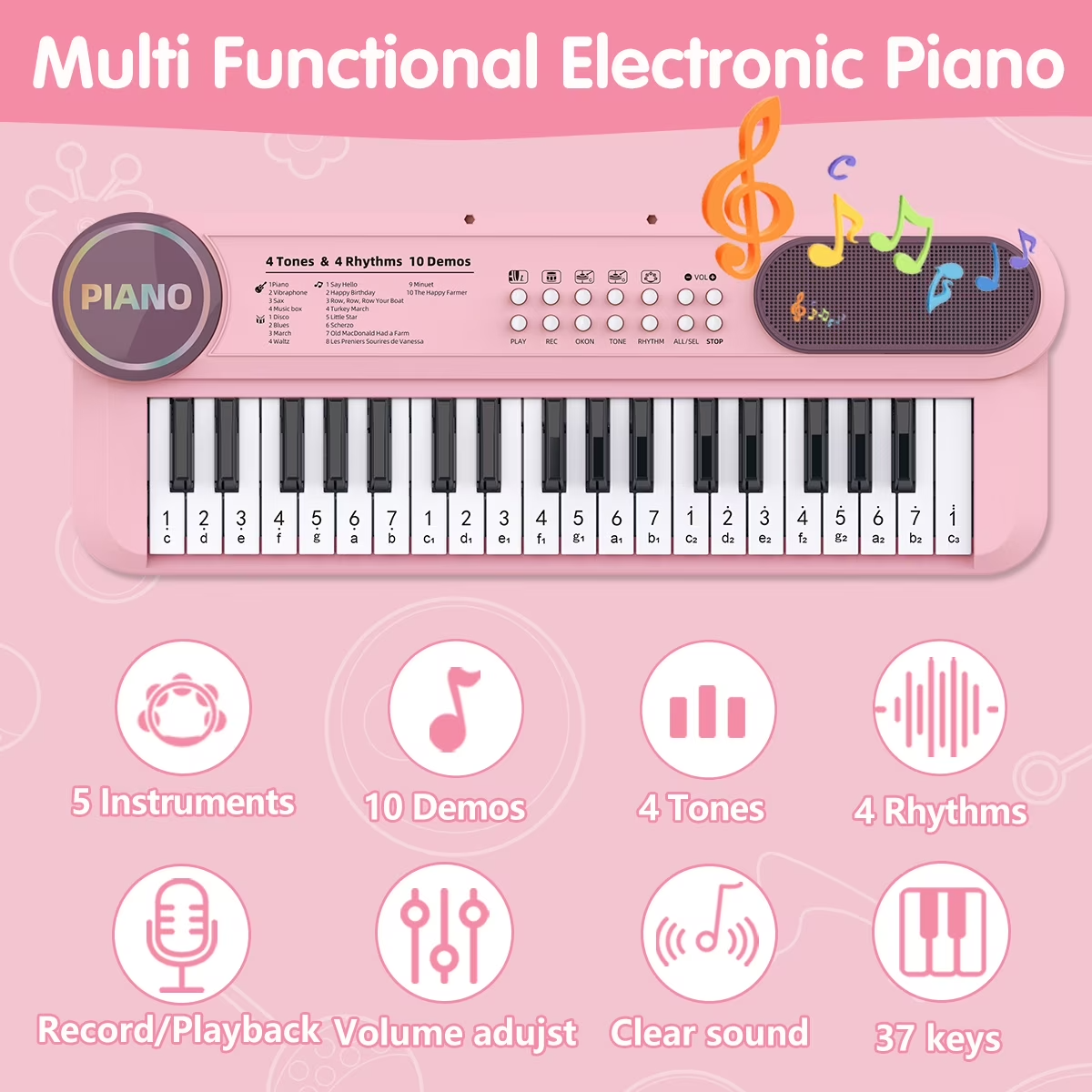 Kids Piano Keyboard – Fun Learning Musical Toy with Microphone
