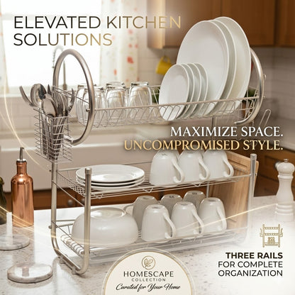Double Layer Dish Drain Rack – Household Metal Kitchen Storage Organizer