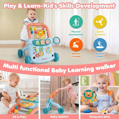 Musical & Light Lion Baby Walker Toy with Water Tank – Interactive Push Cart for Toddlers