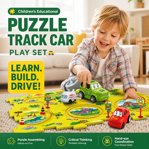 Children’s Educational Puzzle Track Car Play Set