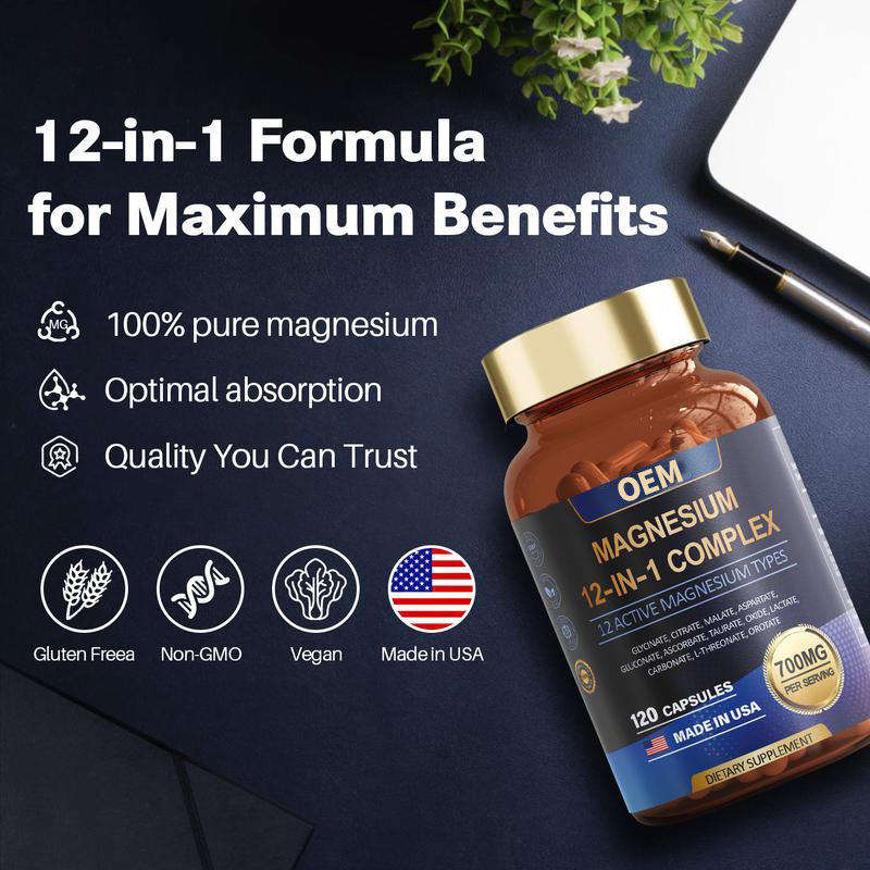 12 in 1 Magnesium Complex Capsules – Vitamin & Mineral Support Formula