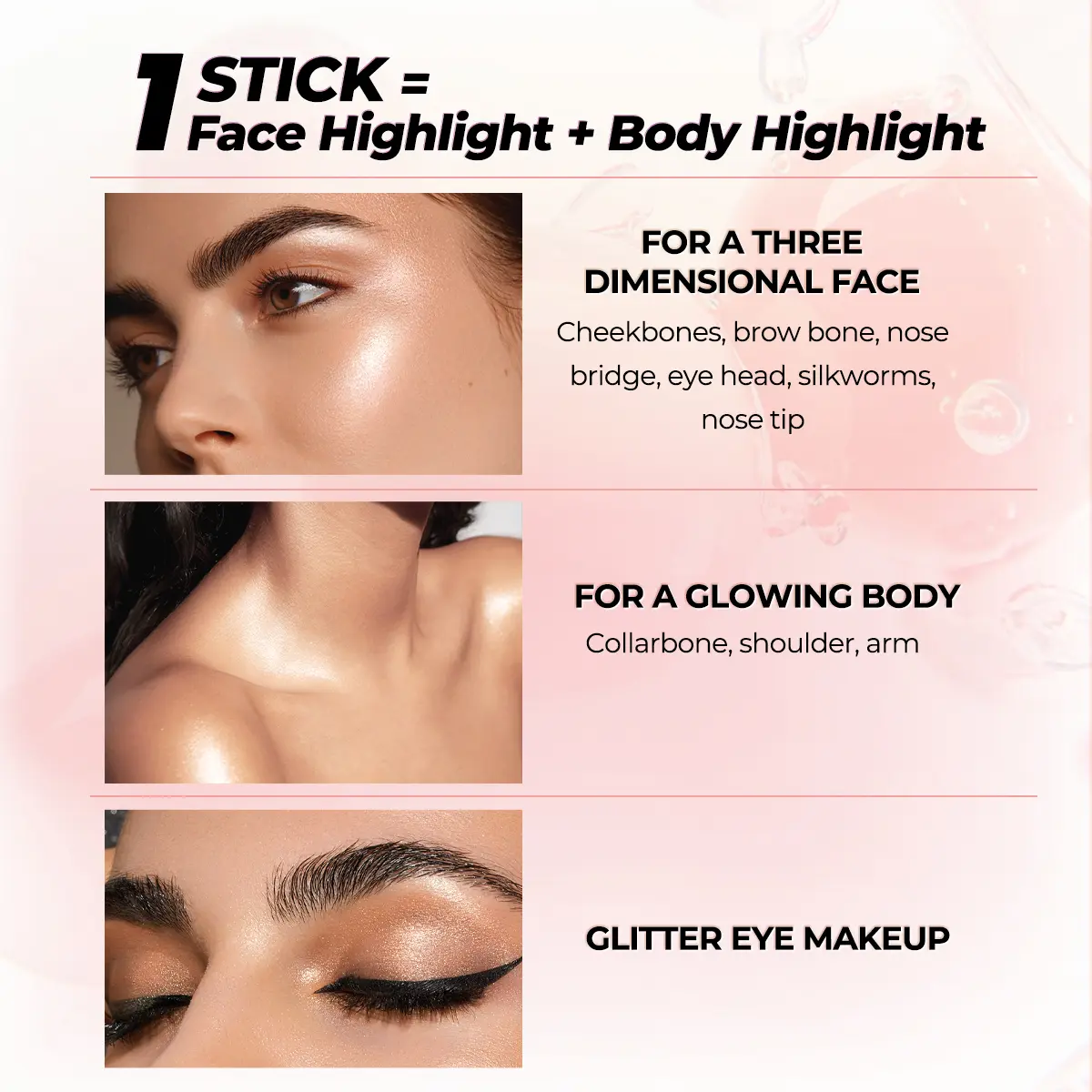 Highlight Stick Pearlescent Shimmer Contour - 3 units