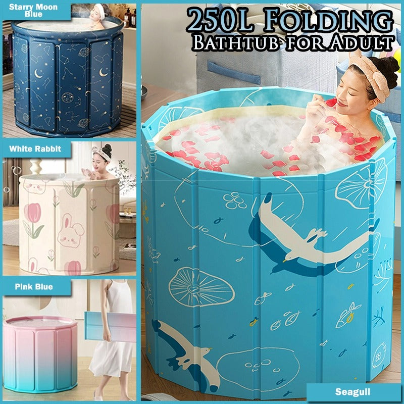 Portable Folding Bath Tub – Thickened PVC Cartoon Pattern Hot & Cold Bath