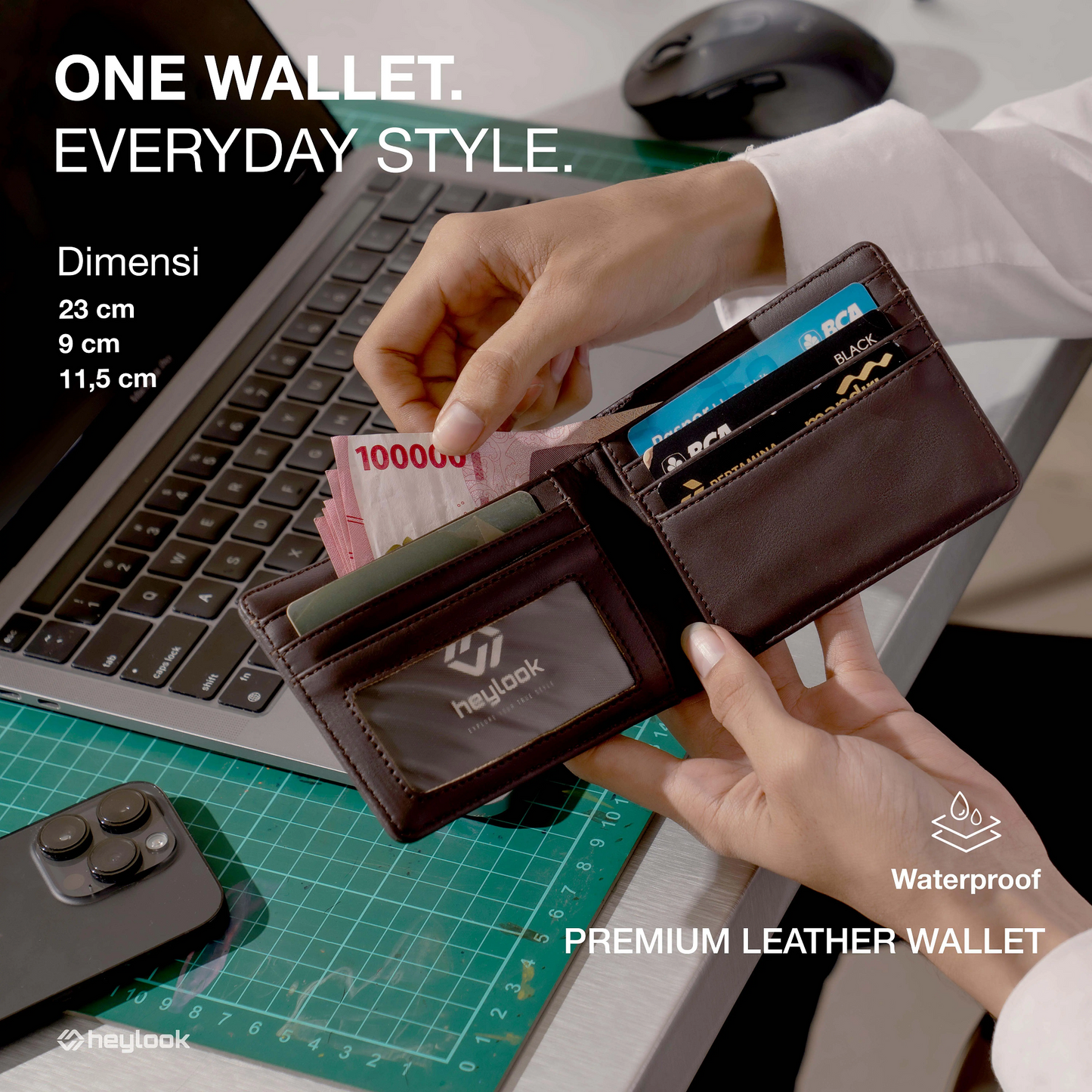 Slim Minimalist Men's Wallet – Leather Business Wallet with Removable Card Holder