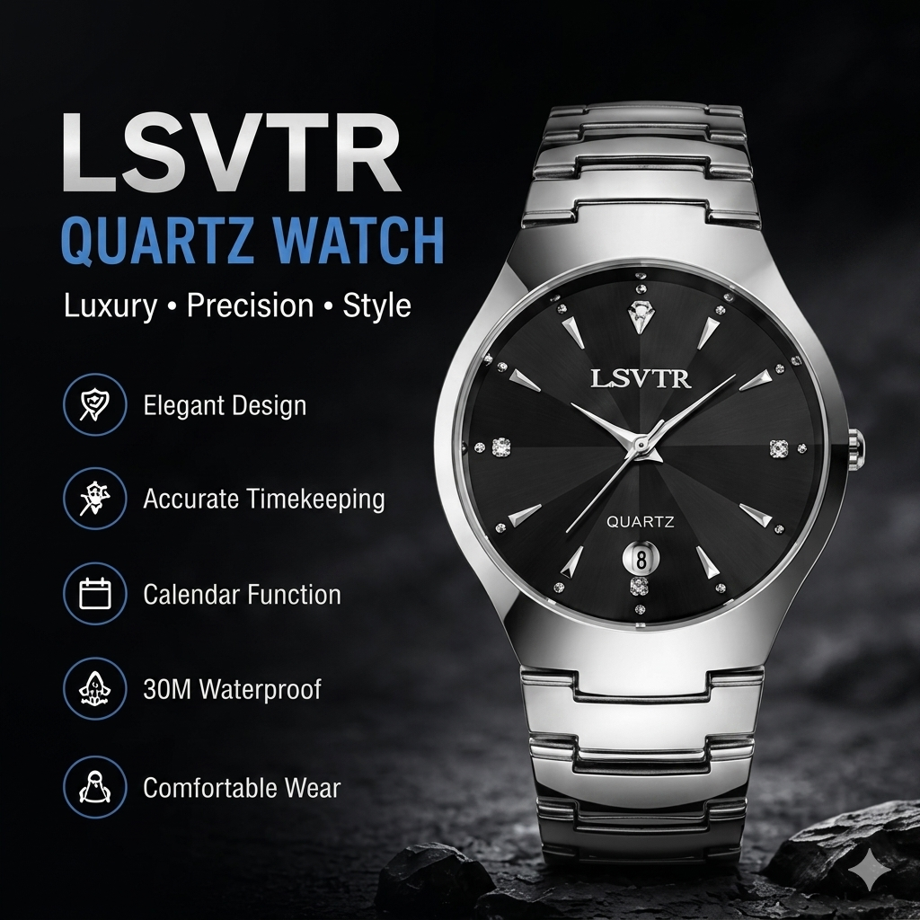 Luxury Men's Quartz Watch – Waterproof Stainless Steel Calendar Watch