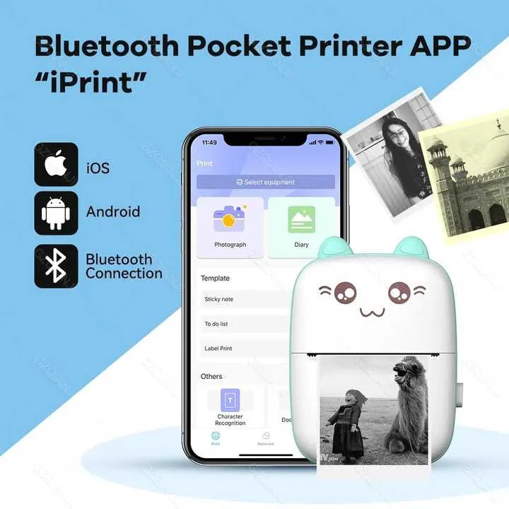 Mini Portable Pocket Printer – Thermal Label & Memo Printer