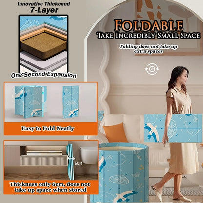 Portable Folding Bath Tub – Thickened PVC Cartoon Pattern Hot & Cold Bath