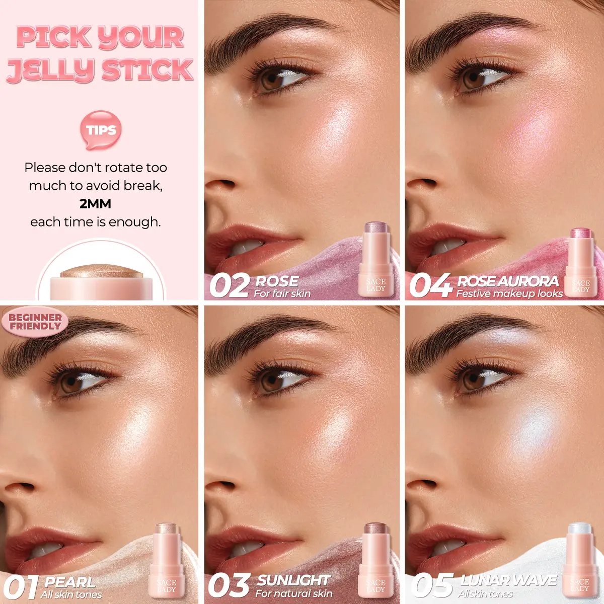 Highlight Stick Pearlescent Shimmer Contour - 3 units