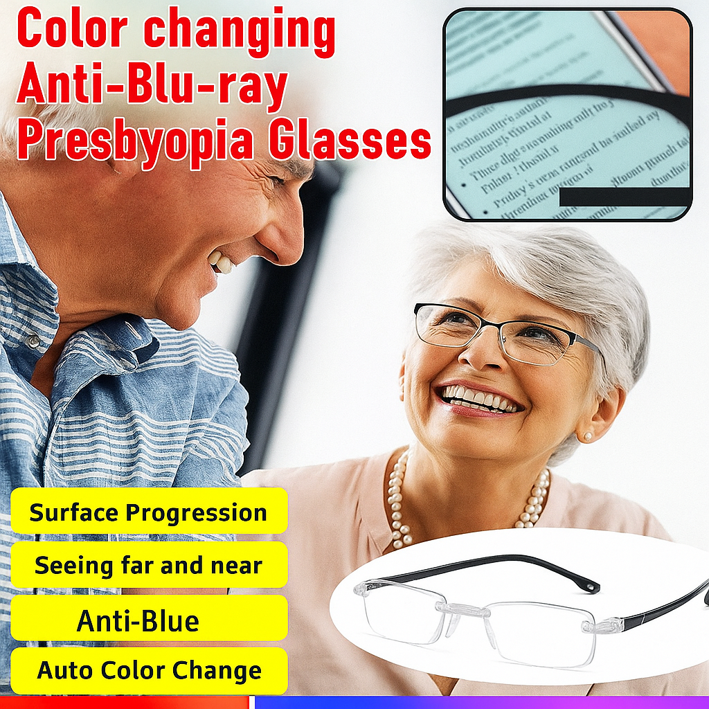 Vision Aid Color-Changing Anti-Blue Light Presbyopia Glasses