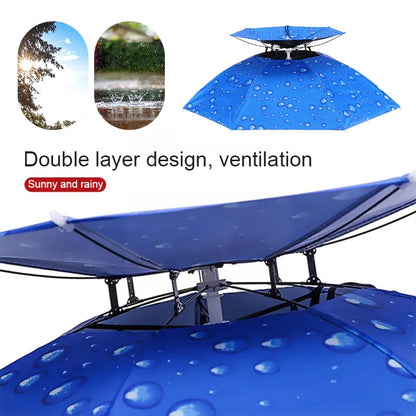 Portable Offset Head Umbrella Hat – UV Protection Fishing & Patio Dome Cap