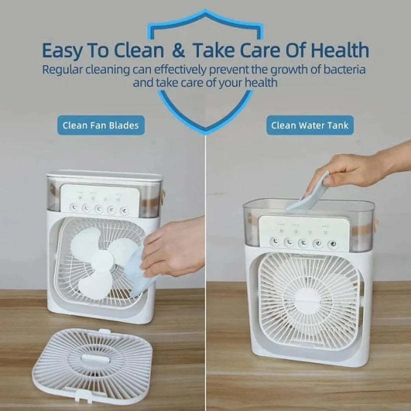 3-in-1 Cooling Fan – Five-Hole Spray Humidifier & Summer Air Cooler