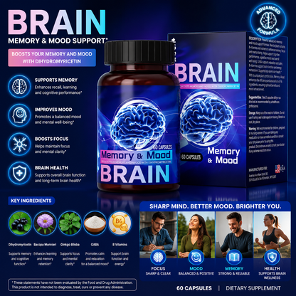 Brain Capsules with Collagen & Vitamins – Daily Nutritional Supplement for Memory, Sleep & Wellness Support