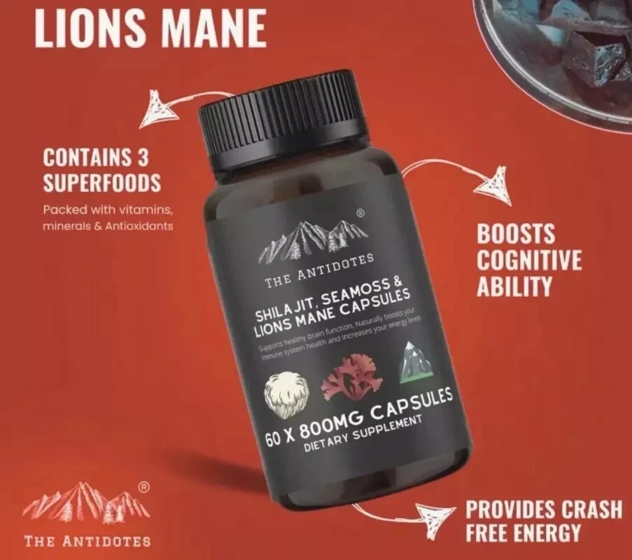 Premium Himalayan Shilajit Capsules with Sea Moss & Lion's Mane