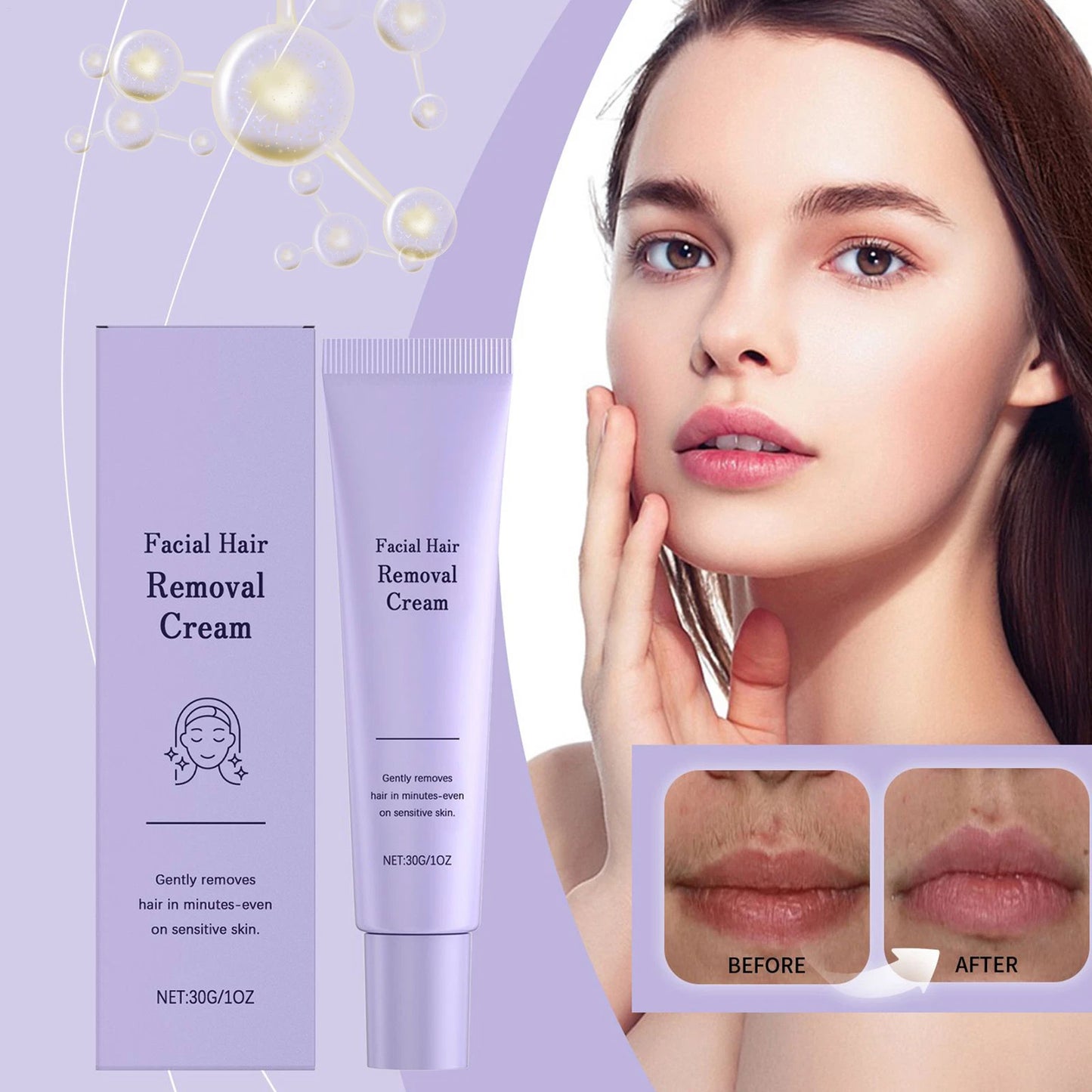 Facial Hair Removal Cream Gentle, Fast & Pain-Free Smoothness