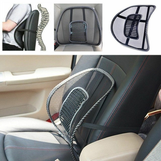 Mesh Bamboo Lumbar Support Backrest – Breathable Car & Office Seat Cushion