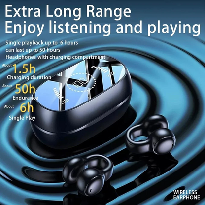 Open Ear Earbuds with Charging Box – Bluetooth 5.3 Ear Clip Design