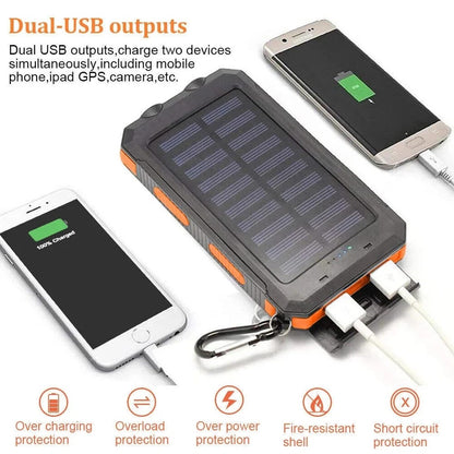 Waterproof Solar Power Bank — 20000mAh Portable Charger