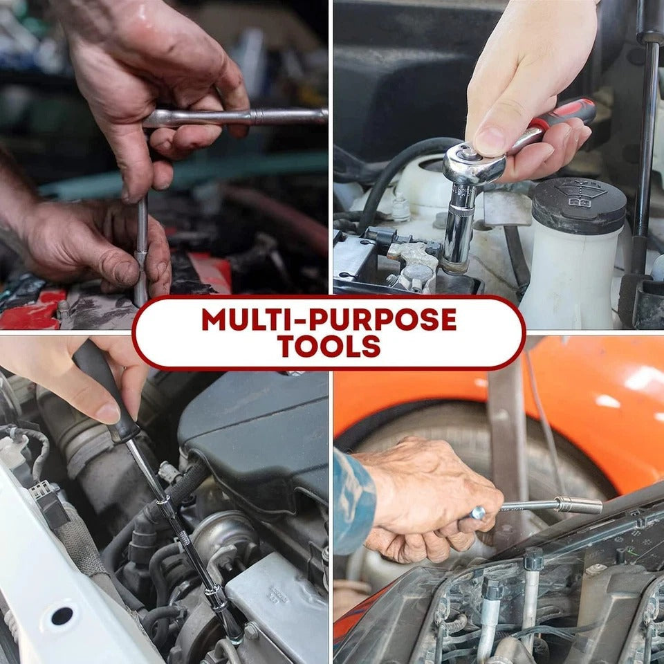 46-Piece 1/4-Inch Socket Wrench Set — Metric Repair Kit