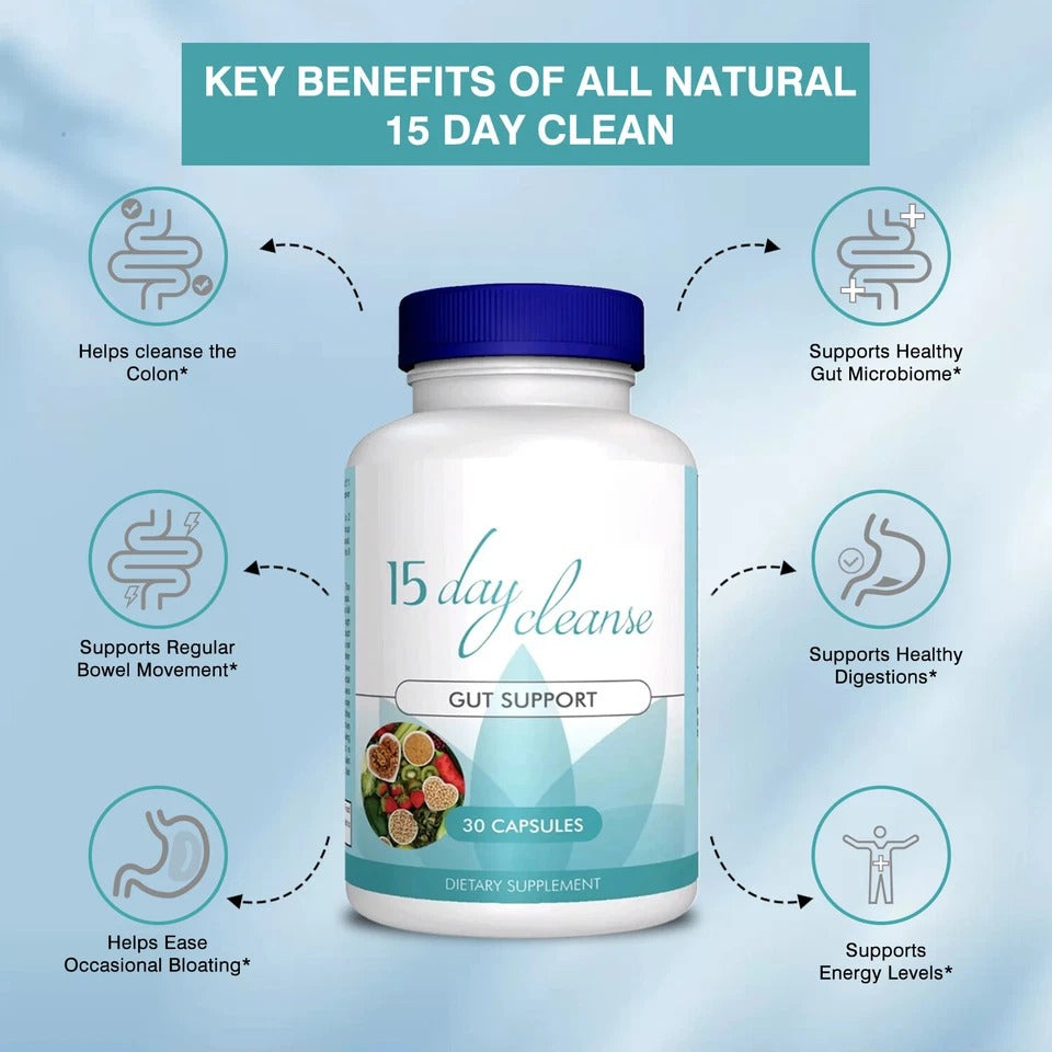 High Quality 15-Day Cleanse Capsules – Gut Support & Detox Flush for Adults