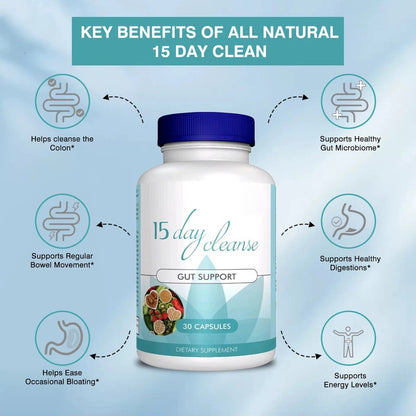 High Quality 15-Day Cleanse Capsules – Gut Support & Detox Flush for Adults