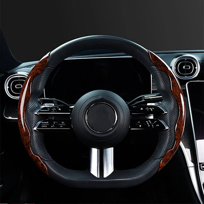 Anti-slip car steering wheel cover with wooden texture