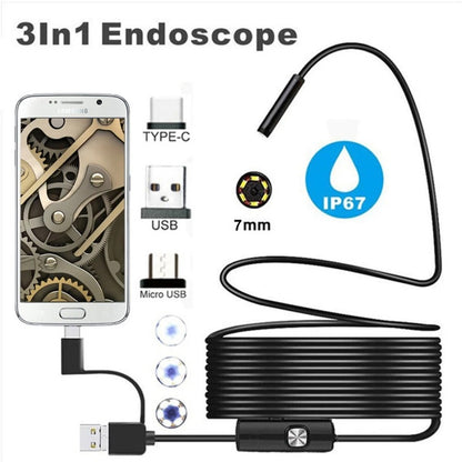 3-in-1 Endoscope Camera – Waterproof Inspection Tool with LED Lights